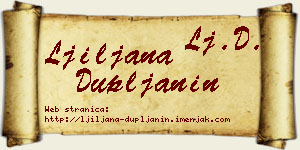 Ljiljana Dupljanin vizit kartica